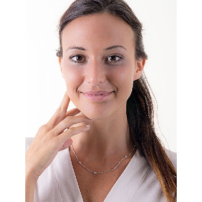 Chain in 18k white gold with diamonds, 45 cm