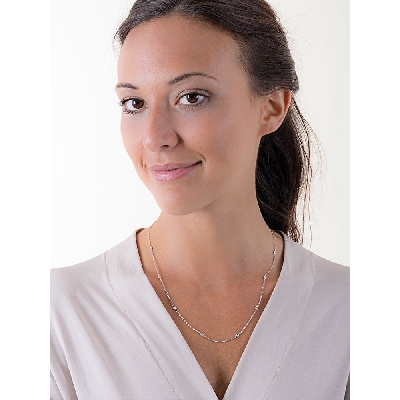 Chain in 18 white gold with diamonds, 50 cm