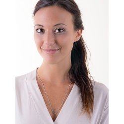 Long chain with solitaire diamonds in 18k white gold 2