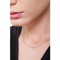 Long necklace with round cut diamonds in 18k white gold, 40 cm 2