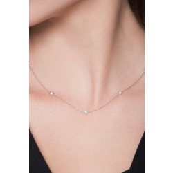 Long necklace with solitaire diamonds in 18k white gold 2