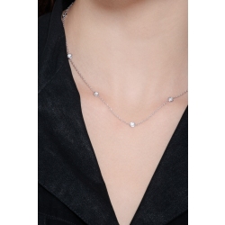 Long necklace with diamonds in white gold 18k, 50 cm 2