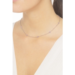 Necklace with pink sapphires in full bezel in 18k white gold 2