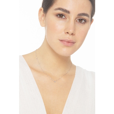 Collana in oro bianco 18k e punto luce con diamante, ct. 0,10