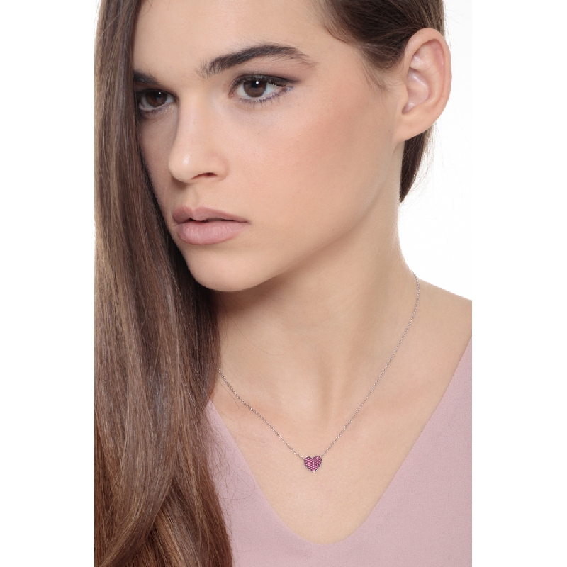 18k white gold burnished gold heart pendant with rubies