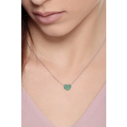 Heart pendant with dark daws and emeralds 2