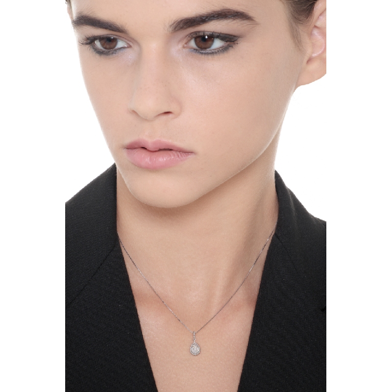 18k white gold drop pendant  with palline and diamonds