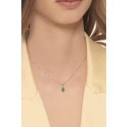 18k white gold necklace with emerald pendant oval cut  2