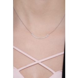 18k white gold necklace with little diamonds bar  2