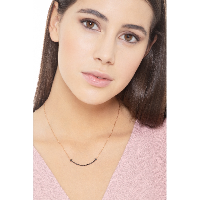 18k rose gold necklace with black diamonds pavè