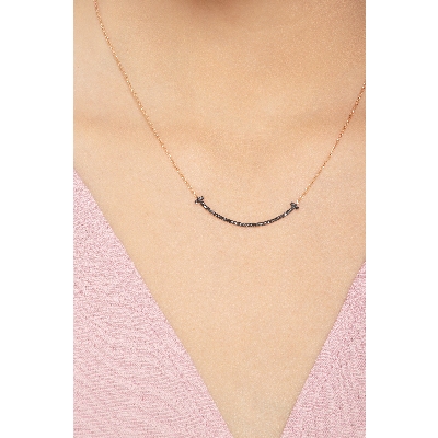 18k rose gold necklace with black diamonds pavè