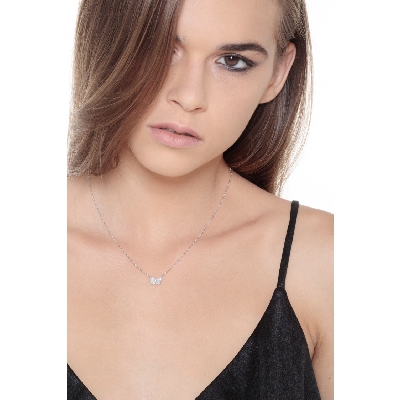 Butterfly pendant in 18k white gold with diamonds