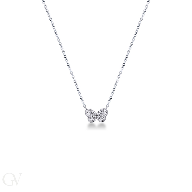 Butterfly pendant in 18k white gold with diamonds