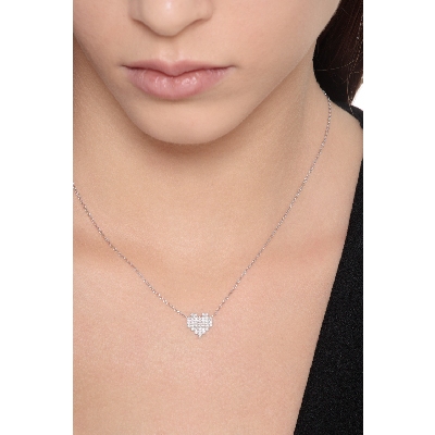 Pixeled heart pendant with diamonds