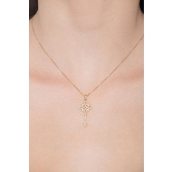 18k yellow gold key pendant with diamonds 2