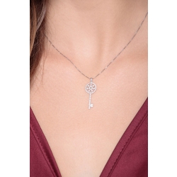 Fancy key pendant with diamonds in 18k white gold 2