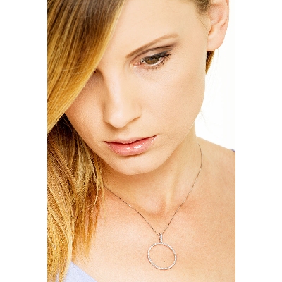 circle pendant with diamonds