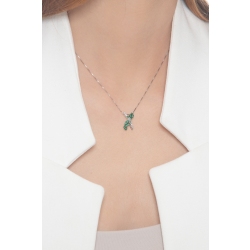 Necklace with fancy twisted pendant with emeralds and diamonds 2