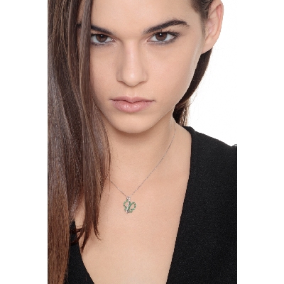 Butterfly pendant with diamonds and emeralds