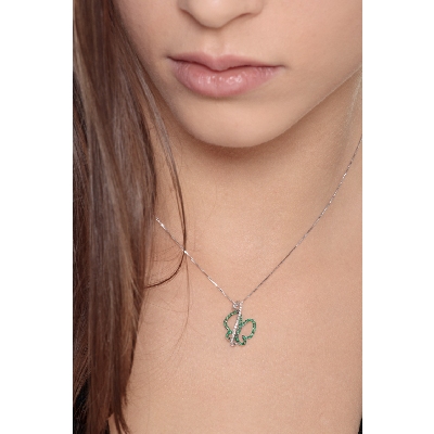 Butterfly pendant with diamonds and emeralds