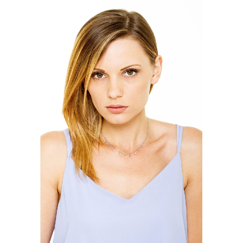 Necklace with 9 diamond pendants