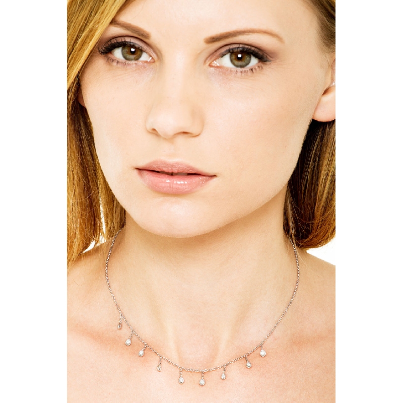 Necklace with 9 diamond pendants