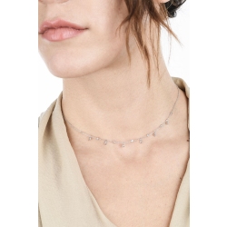 Collana con punti luce e pendenti a goccia in oro bianco 18k con diamanti 2