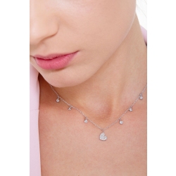 Necklace with 6 round cut diamonds and a heart pendant with diamonds 2