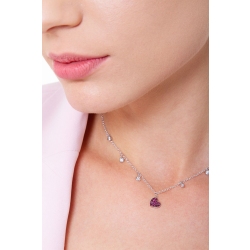 Necklace with 6 diamonds and a heart pendant with a burnished rubies pavé 2