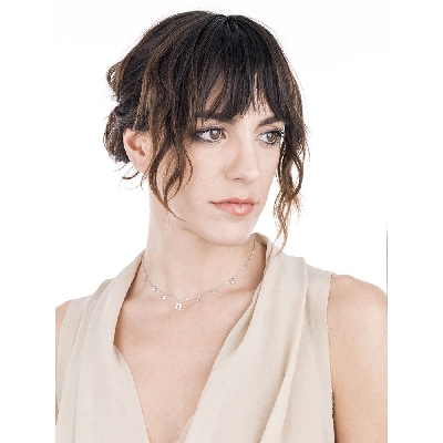 Necklace with 6 round cut diamonds and a diamonds horseshoe pendant