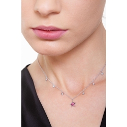Necklace with 6 round cut diamonds and a star pendant with rubies 2