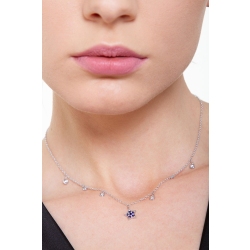 White gold 18k necklace with 6 round cut diamonds and a star shaped pendant with sapphires 2