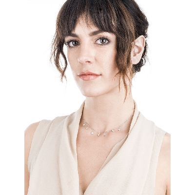 18k white gold necklace with differents charms