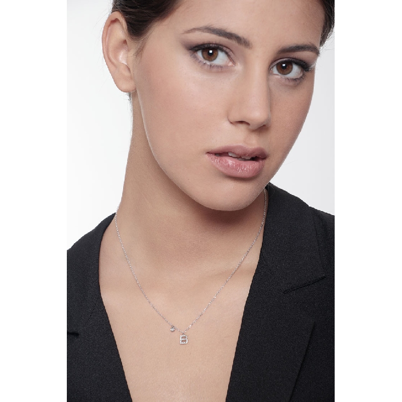 Letter B with diamonds and solitaire pendant