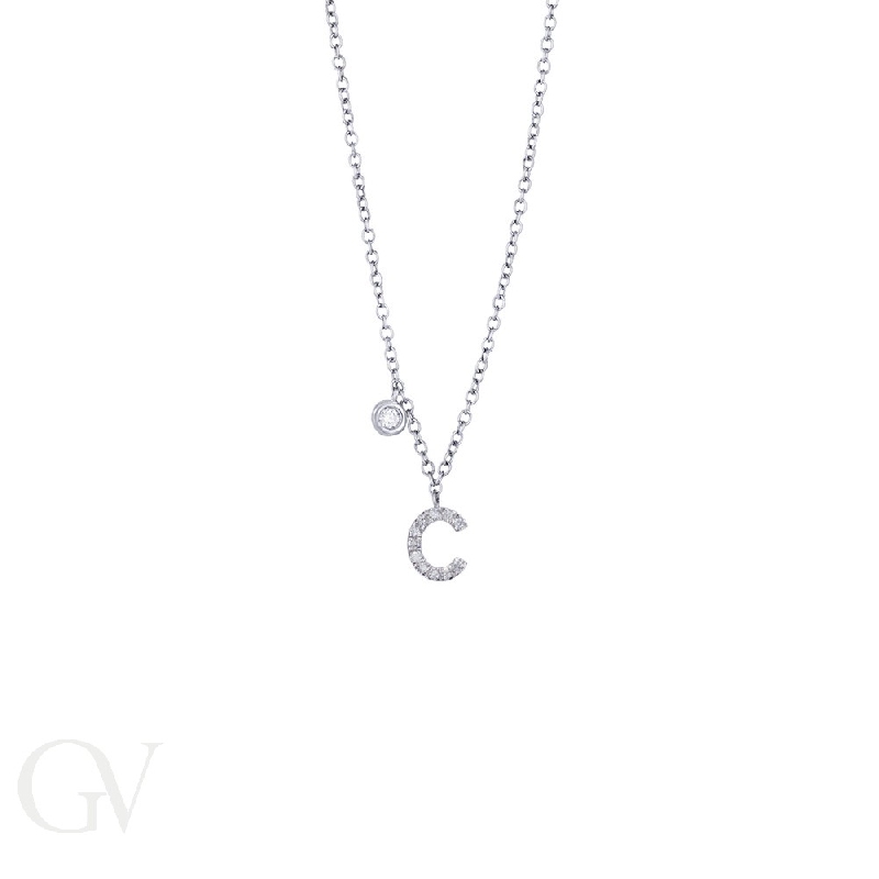 Letter C pendant with diamonds 