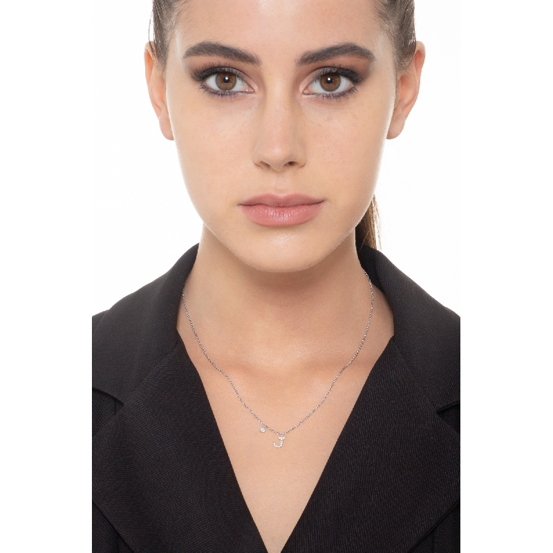 Small letter J pendant with diamonds 