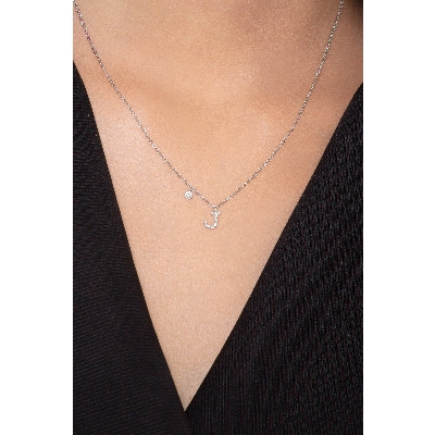 Small letter J pendant with diamonds 