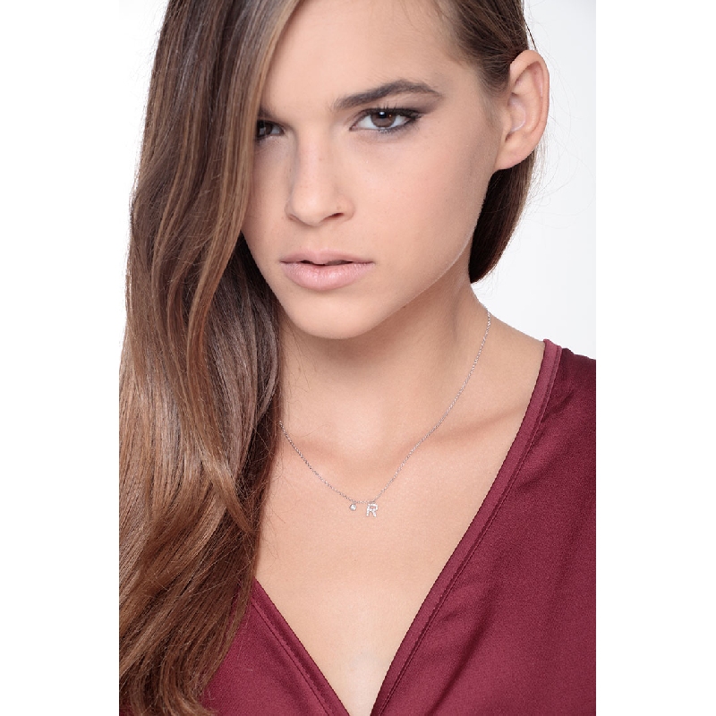 Letter R pendant with diamonds and a little solitaire  