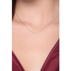 Letter V pendant with diamonds and a little solitaire   2