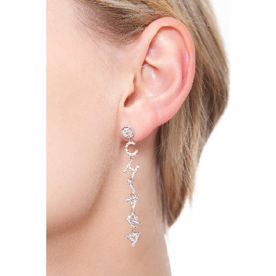 White gold 18k single earring CHIARA with diamonds