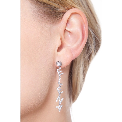 Single earring ELENA with diamonds in 18k white gold 