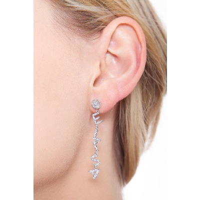 Single earring ELISA with diamonds in white gold 18k