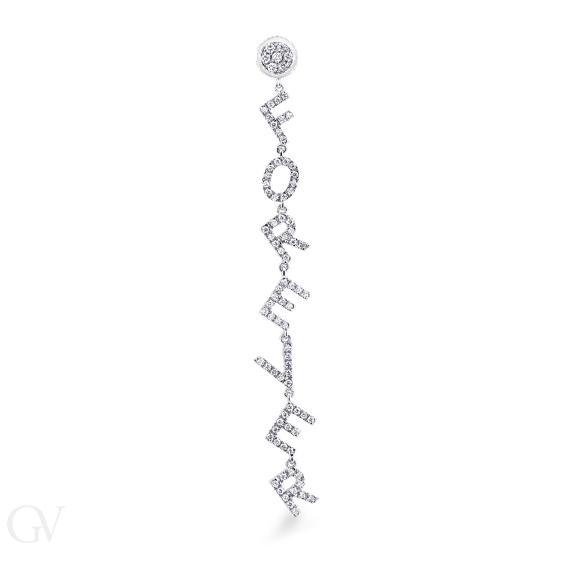 White gold 18k single earring FOREVER with diamonds