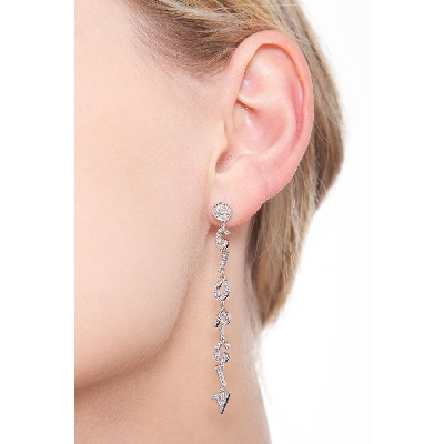 White gold 18k single earring GIORGIA with diamonds