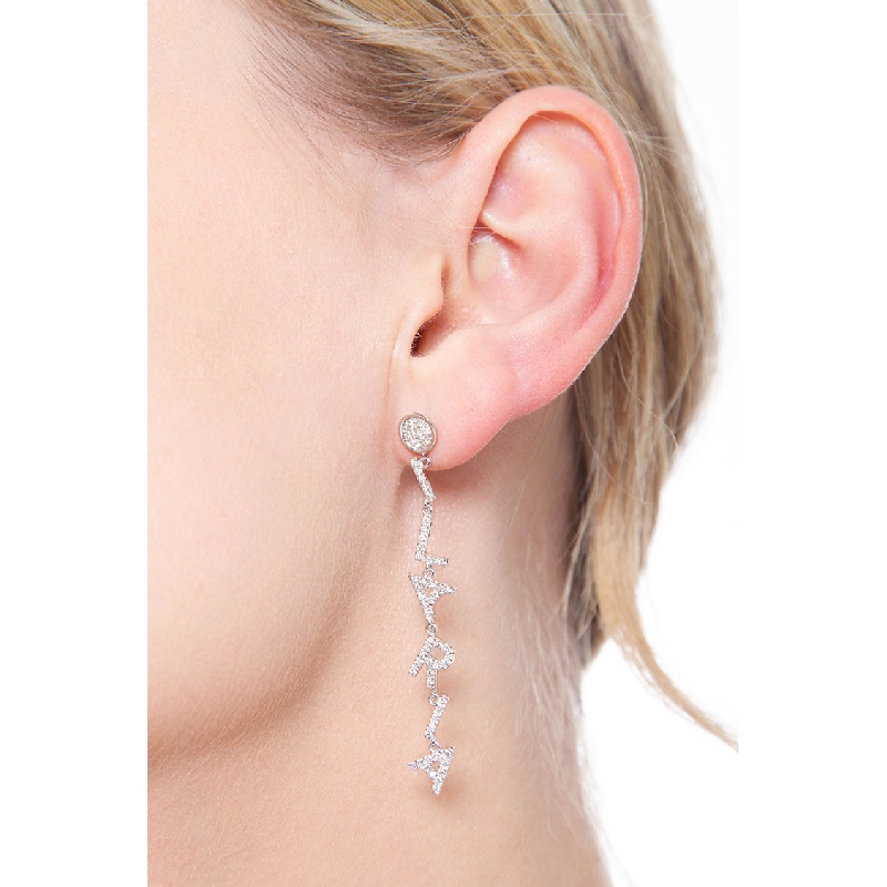 White gold 18k single earring ILARIA with diamonds