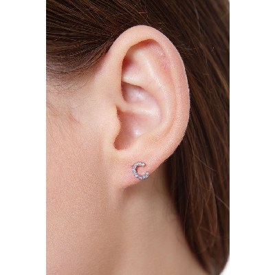 Letter C single earring with diamonds