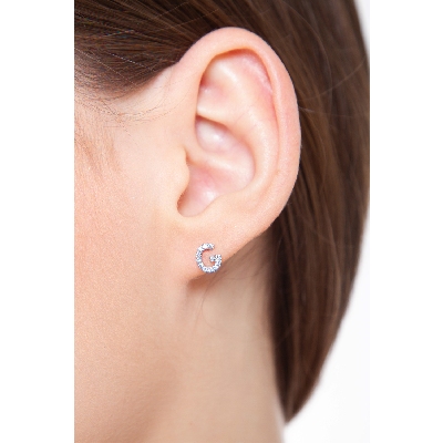 Letter G single earring with diamonds