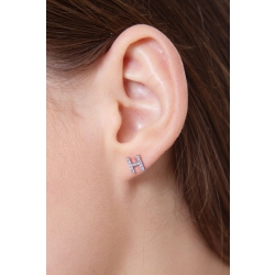 Letter H single earring with diamonds 2