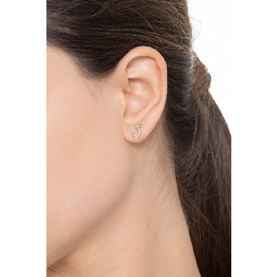 Letter J single earring with diamonds