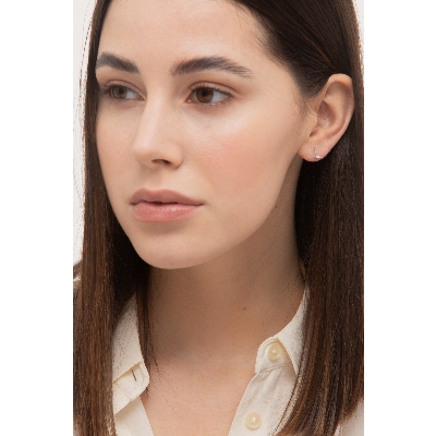 18k white gold single earring in diamonds letter L